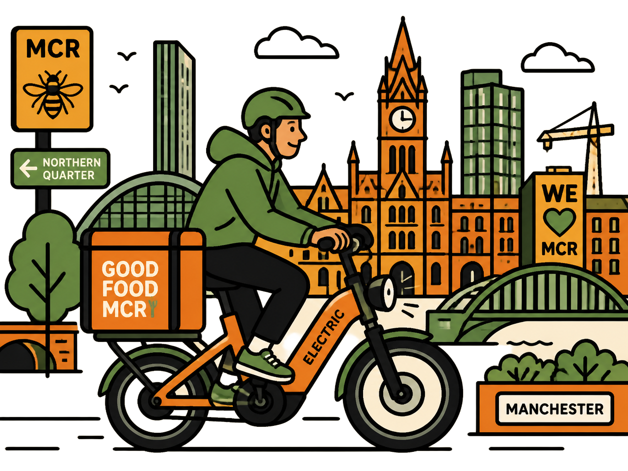 Illustration of Cabasa dishes on a Manchester delivery run